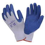 Economy Gray Cotton Glove w/ Blue Crinkle Grip Latex Coating