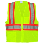 Class 2 Yellow Mesh Vest w/ Contrasting Striping