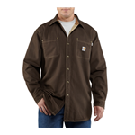 Flame-Resistant Canvas Shirt Jacket- Dark Brown