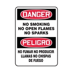 No Smoking No Open Flames No Sparks Sign Bilingual