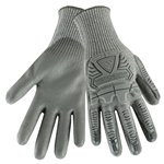 R2 Silver Fox - Gray PU Palm Coated Speckle Gray HPPE Gloves With Gray BOH & FINGER TPR Protection