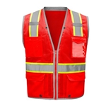 Heavy Duty Red 6-Pocket High Visibility Vest