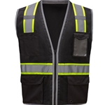Heavy Duty Black 6-Pocket High Visibility Vest