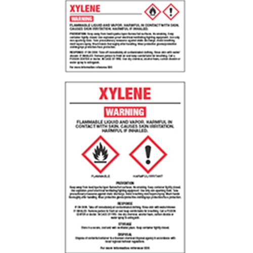 GHS Chemical Labels Xylene 21/4"h x 33/4"w