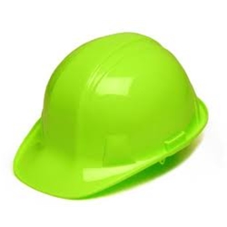 Standard Shell 4 Pt Ratchet Suspension Hard Hat Hi Viz Green