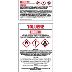 GHS Chemical Labels - Toluene 2-1/4"h x 3-3/4"w