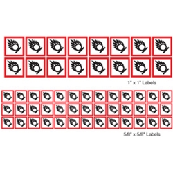 GHS Mini Pictogram Label Sheets - Oxidizing