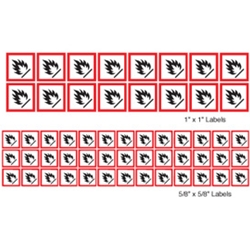 GHS Mini Pictogram Label Sheets - Flammable