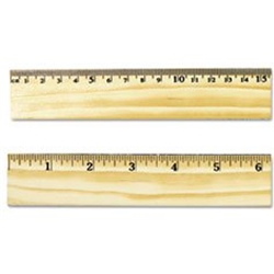 12" Flat Wood Ruler w/Double Metal Edge Clear Lacquer Finish 3/Pack