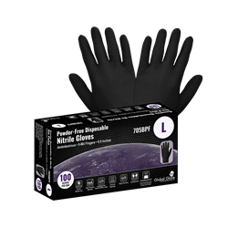 Nitrile, Powder-Free, Industrial-Grade, 5-Mil, Textured Fingertips, 9.5-Inch Disposable Gloves