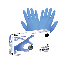 Nitrile, Powder-Free, Industrial-Grade, 3.5-Mil, Textured Fingertips, 9.5-Inch Disposable Gloves
