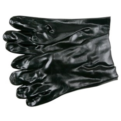 PVC Coated Work Gloves Single Dipped with Smooth Black PVC Soft Interlock Lining 10 Inch Length