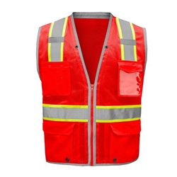 Heavy Duty Red 6-Pocket High Visibility Vest