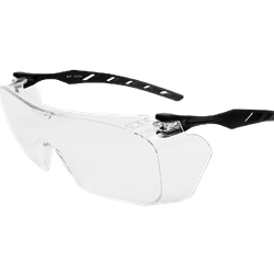 OVER-THE-GLASS LENS, FROSTED GRAY FRAME VISITOR SPECS SAFETY GLASSES - CLEAR