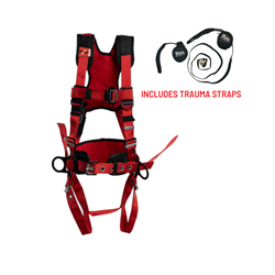 Red Comfort Harness with Positioning Belt with Truama Straps